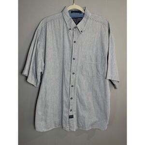 Coliseum Jeans Wear Mens‎ XXL Blue White Pinstripe Short Sleeve Button Up Shirt
